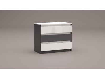 Συρταριέρα Leo 3 (ανθρακίτη στιλπνό /λευκό στιλπνό)